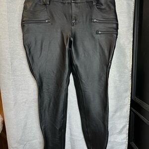 Torrid Black Faux Leather Pants with Zipper Accents